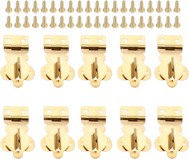 Dophee 10Pcs Brass Solid Padlock Hasp, Mini Decorative Hasps Buckles with Screws for Wooden Box Jewelry Box Wine Gift Case Chest Suitcase, 1.06"x0.75" - Image 1
